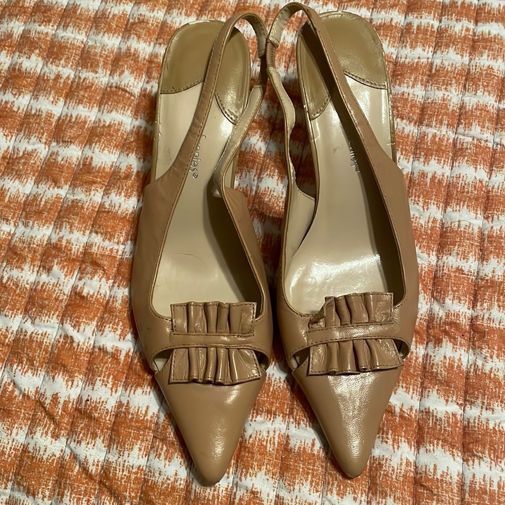 Beige low heal dress shoe